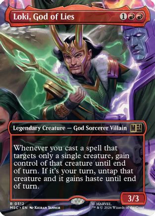 Loki, God of Lies (Borderless) (MSC-512) - Commander: Marvel Super Heroes Foil | Grognard Games
