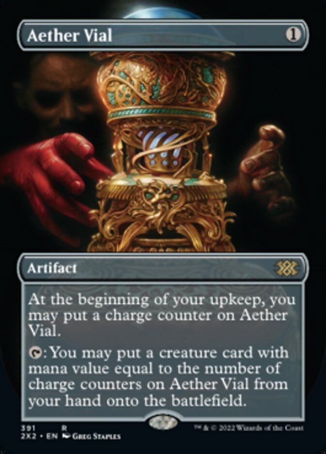 Aether Vial (Borderless Alternate Art) [Double Masters 2022] | Grognard Games