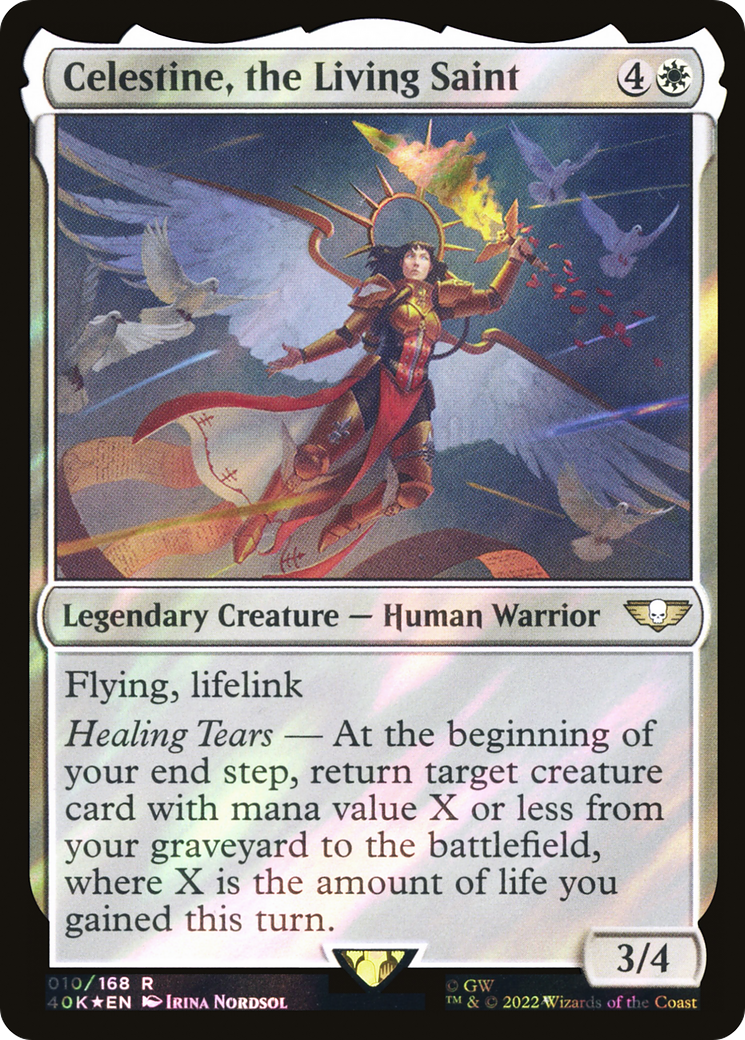 Celestine, the Living Saint (Surge Foil) [Universes Beyond: Warhammer 40,000] | Grognard Games
