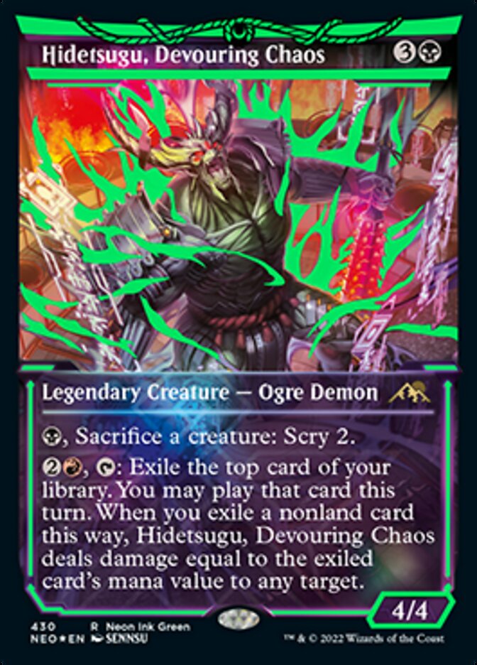 Hidetsugu, Devouring Chaos (Neon Ink Green) [Kamigawa: Neon Dynasty] | Grognard Games