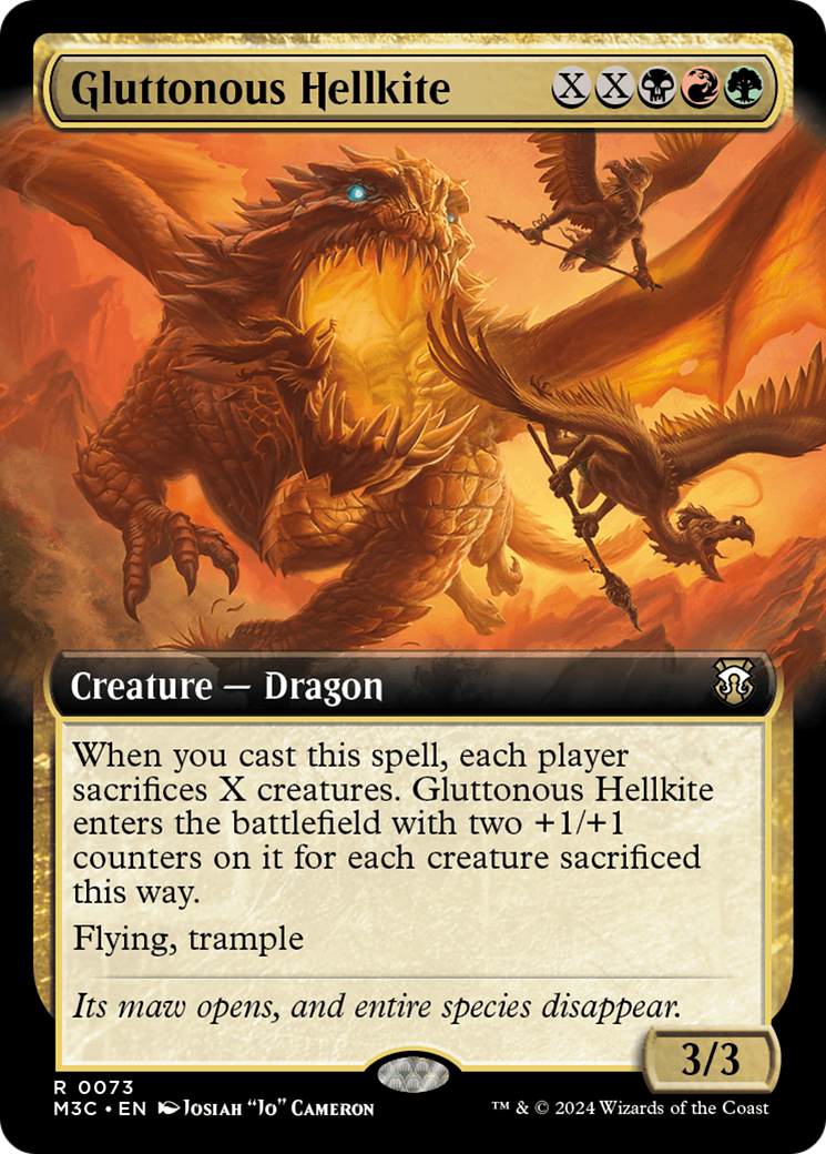 Gluttonous Hellkite (Extended Art) (Ripple Foil) [Modern Horizons 3 Commander] | Grognard Games