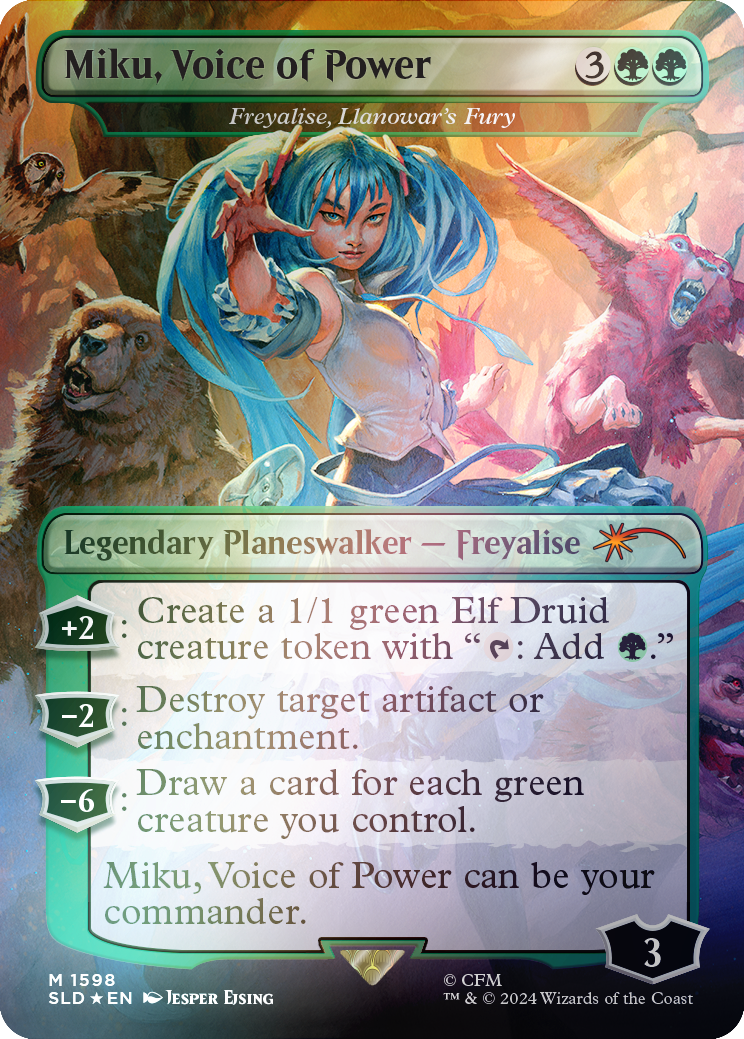 Miku, Voice of Power - Freyalise, Llanowar's Fury (Rainbow Foil) [Secret Lair Drop Series] | Grognard Games