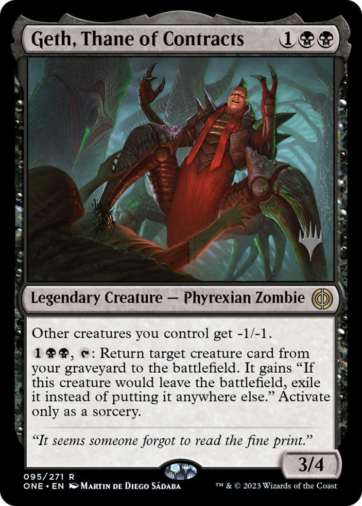 Geth, Thane of Contracts (Promo Pack) [Phyrexia: All Will Be One Promos] | Grognard Games