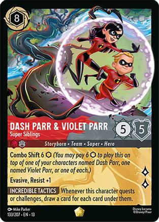 Dash Parr & Violet Parr - Super Siblings (133/204) - Attack of the Vine Cold Foil | Grognard Games