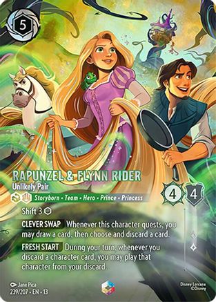 Rapunzel & Flynn Rider - Unlikely Pair (Enchanted) (239/204) - Attack of the Vine Holofoil | Grognard Games
