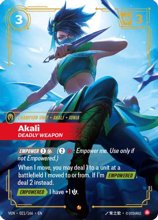 Akali - Deadly Weapon (021/166) - Vendetta Foil | Grognard Games