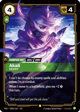 Akali - Silent (Alternate Art) (038a/166) - Vendetta Foil | Grognard Games