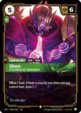 Shen - Scourge of Shadows (Alternate Art) (042a/166) - Vendetta Foil | Grognard Games