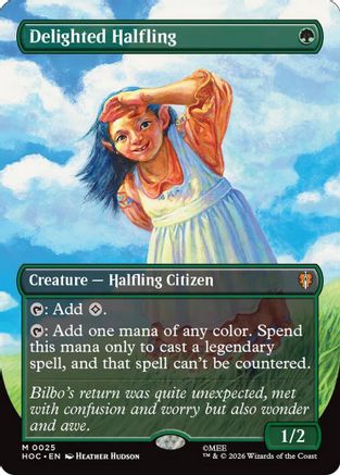 Delighted Halfling (Borderless) (HOC-025) - The Hobbit: Eternal-Legal Foil | Grognard Games