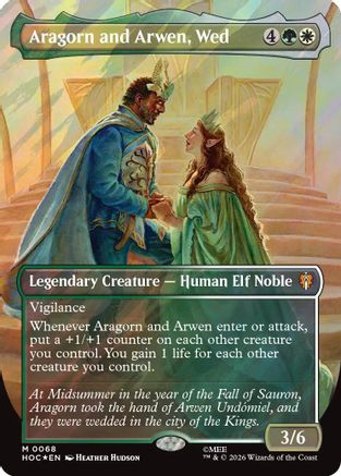 Aragorn and Arwen, Wed (Borderless) (Surge Foil) (HOC-068) - The Hobbit: Eternal-Legal Foil | Grognard Games
