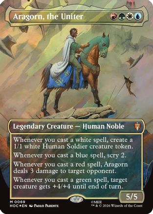 Aragorn, the Uniter (Borderless) (Surge Foil) (HOC-069) - The Hobbit: Eternal-Legal Foil | Grognard Games