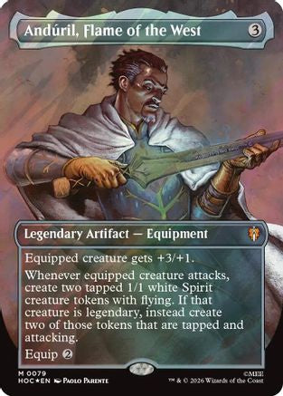 Anduril, Flame of the West (Borderless) (Surge Foil) (HOC-079) - The Hobbit: Eternal-Legal Foil | Grognard Games