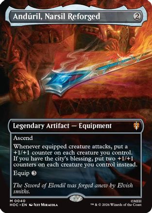 Anduril, Narsil Reforged (Borderless) (HOC-040) - The Hobbit: Eternal-Legal Foil | Grognard Games