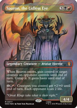 Sauron, the Lidless Eye (Borderless) (Surge Foil) (HOC-077) - The Hobbit: Eternal-Legal Foil | Grognard Games