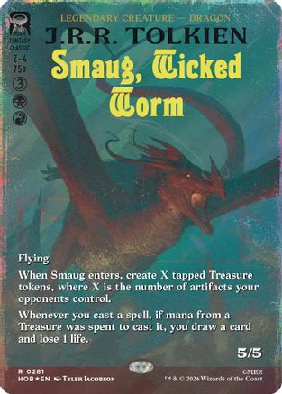 Smaug, Wicked Worm (Borderless) (Surge Foil) (HOB-281) - The Hobbit Foil | Grognard Games