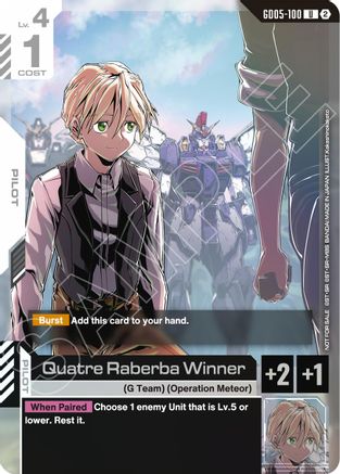 Quatre Raberba Winner (Event Pack 02) - Gundam Promotional Cards (GD05-100) Holofoil | Grognard Games