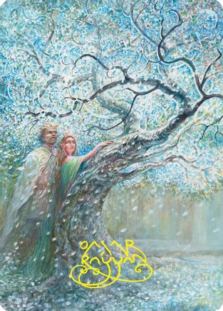 Flowering of the White Tree Art Card (Gold-Stamped Signature) (ASHOB-027) - Art Series: The Hobbit | Grognard Games