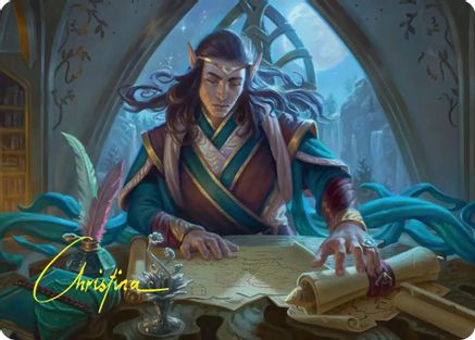 Elrond, Moon-Reader Art Card (Gold-Stamped Signature) (ASHOB-009) - Art Series: The Hobbit | Grognard Games