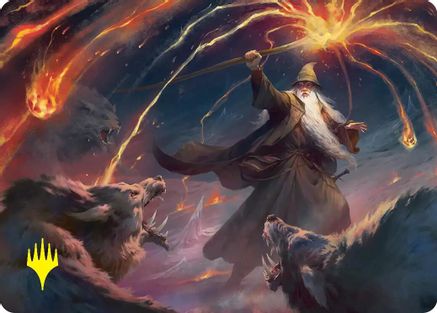 Gandalf, Shadow's Foe Art Card (Gold-Stamped) (ASHOB-046) - Art Series: The Hobbit | Grognard Games