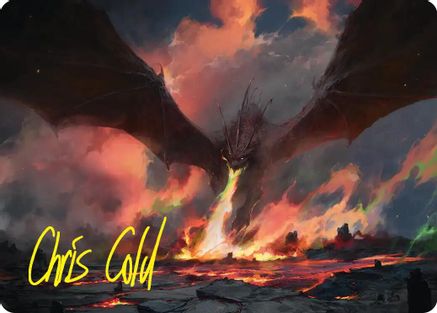 Smaug, the Great Calamity Art Card (Gold-Stamped Signature) (ASHOB-017) - Art Series: The Hobbit | Grognard Games