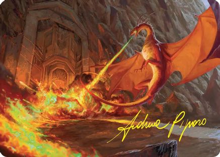 Smaug's Fury Art Card (Gold-Stamped Signature) (ASHOB-018) - Art Series: The Hobbit | Grognard Games