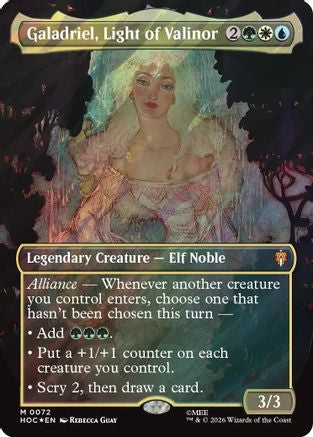 Galadriel, Light of Valinor (Borderless) (Surge Foil) (HOC-072) - The Hobbit: Eternal-Legal Foil | Grognard Games