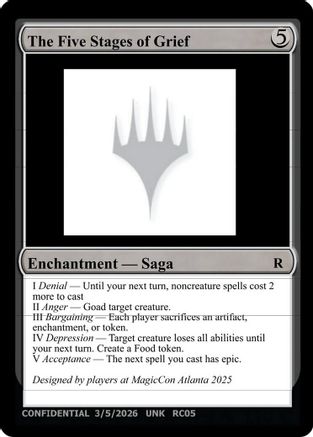 The Five Stages of Grief (UNK-) - Un-Known Event Playtest Cards | Grognard Games