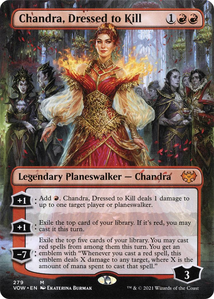 Chandra, Dressed to Kill (Borderless) [Innistrad: Crimson Vow] | Grognard Games