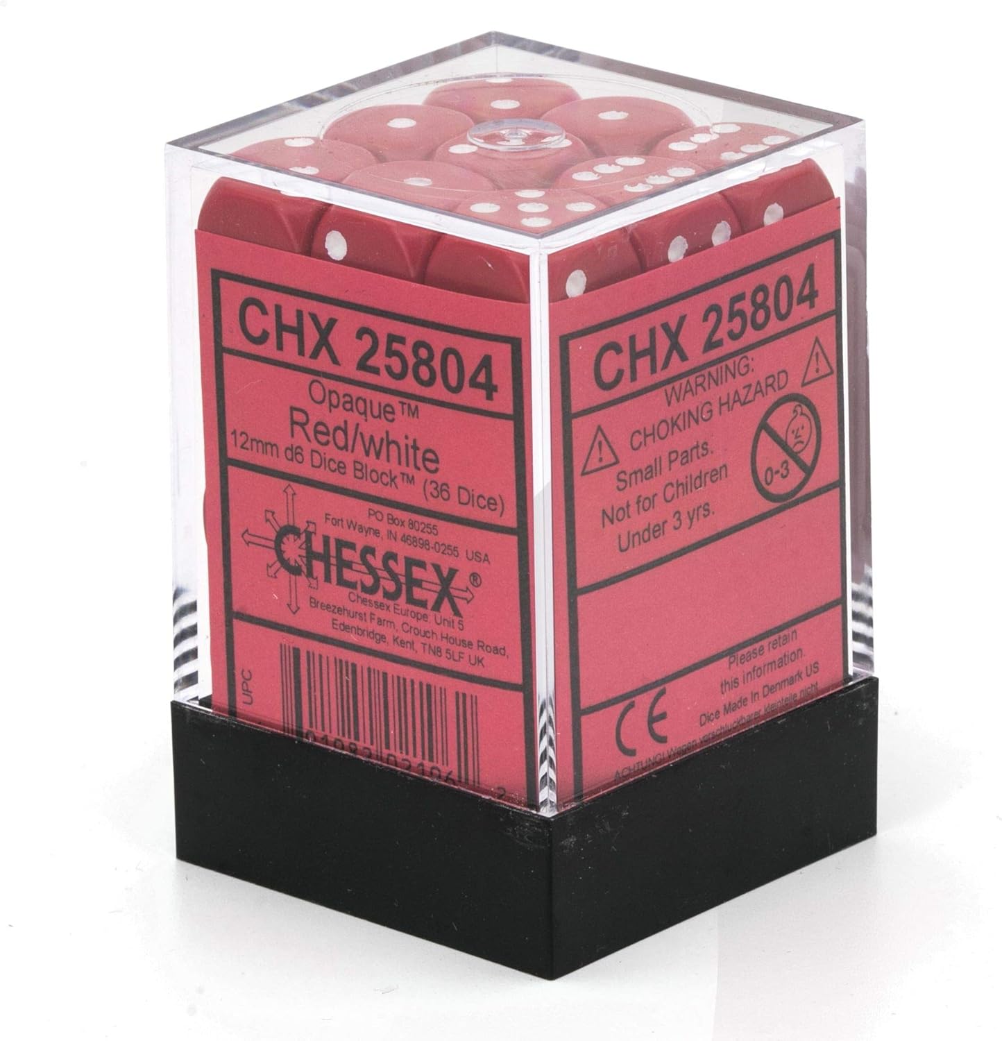 CHX25804 Opaque Red/white 12mm (36) | Grognard Games