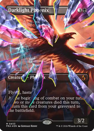 Darklight Phoenix (Borderless) (Facet Foil) (0453) (FRA-453) - Reality Fracture Foil | Grognard Games