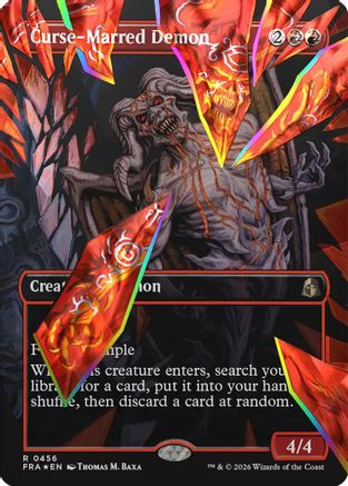 Curse-Marred Demon (Borderless) (Facet Foil) (FRA-456) - Reality Fracture Foil | Grognard Games