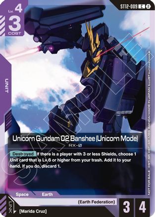 Unicorn Gundam 02 Banshee (Unicorn Mode) (ST11-ST14 Release Event) - Gundam Promotional Cards (ST12-009) Holofoil | Grognard Games