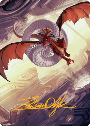 Draconic Visitor Art Card (Gold-Stamped Signature) (ASFRA-049) - Art Series: Reality Fracture | Grognard Games