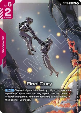 Final Duty (C+) - Starter Deck 13 Silent Barrage (ST13-014) Holofoil | Grognard Games