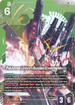 Full Armor Unicorn Gundam (Destroy Mode) (LR+) - Starter Deck 14 Heavy Dominion (ST14-006) Holofoil | Grognard Games