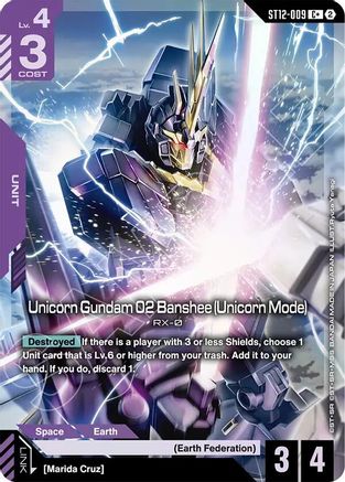 Unicorn Gundam 02 Banshee (Unicorn Mode) (C+) - Starter Deck 12 Raging Onslaught (ST12-009) Holofoil | Grognard Games