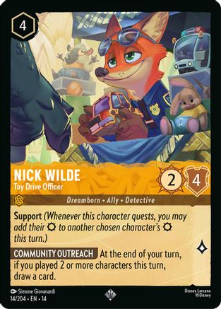 Nick Wilde - Toy Drive Officer (14/204) - Hyperia City Cold Foil | Grognard Games