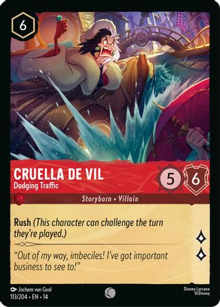 Cruella De Vil - Dodging Traffic (113/204) - Hyperia City Cold Foil | Grognard Games