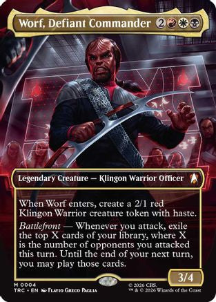 Worf, Defiant Commander (Borderless) (TRC-004) - Commander: Star Trek | Grognard Games