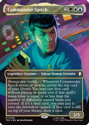 Commander Spock (Borderless) (Surge Foil) (TRC-006) - Commander: Star Trek Foil | Grognard Games