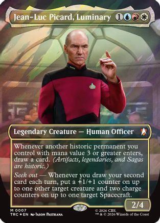Jean-Luc Picard, Luminary (Borderless) (Surge Foil) (TRC-007) - Commander: Star Trek Foil | Grognard Games