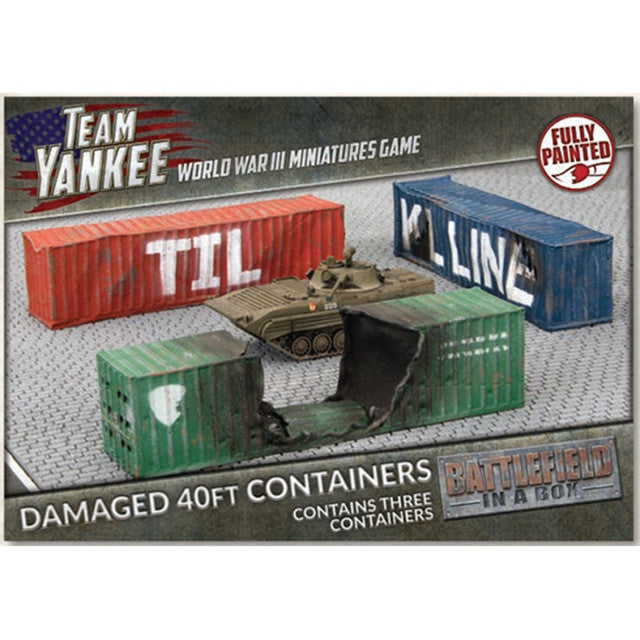 BB253 Battlefield in a Box: Team Yankee - Damaged 40ft Storage Containers (3) | Grognard Games