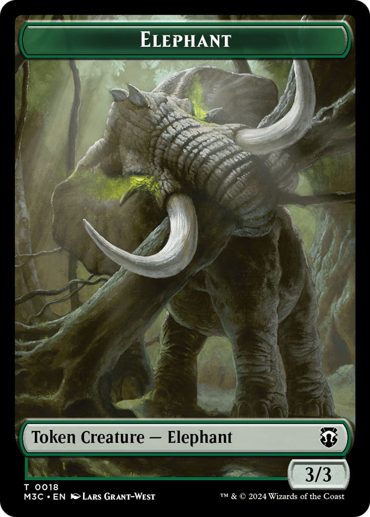 Zombie (Ripple Foil) // Elephant Double-Sided Token [Modern Horizons 3 Commander Tokens] | Grognard Games