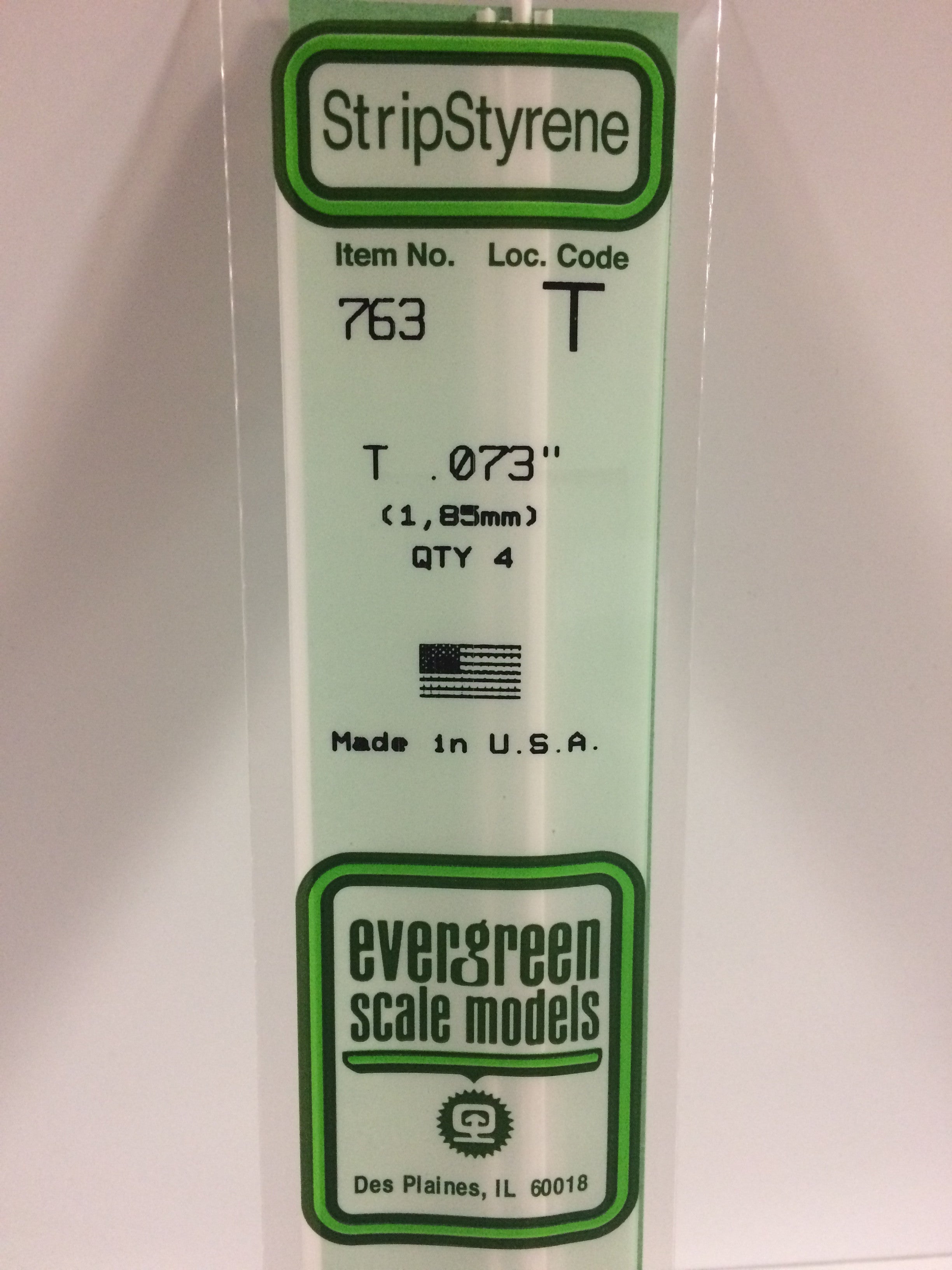 763 - .073" (1.85mm) OPAQUE WHITE POLYSTYRENE T SHAPE | Grognard Games