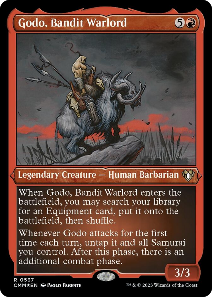 Godo, Bandit Warlord (Foil Etched) [Commander Masters] | Grognard Games