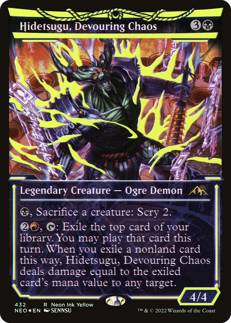Hidetsugu, Devouring Chaos (Neon Ink Yellow) [Kamigawa: Neon Dynasty] | Grognard Games