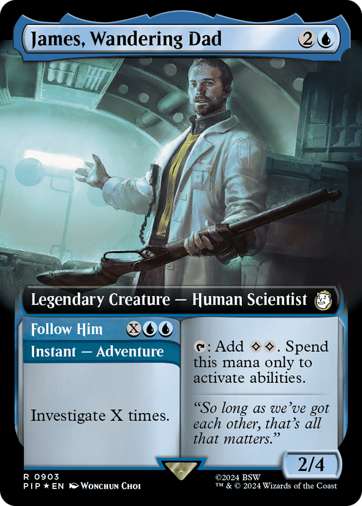 James, Wandering Dad // Follow Him (Extended Art) (Surge Foil) [Fallout] | Grognard Games