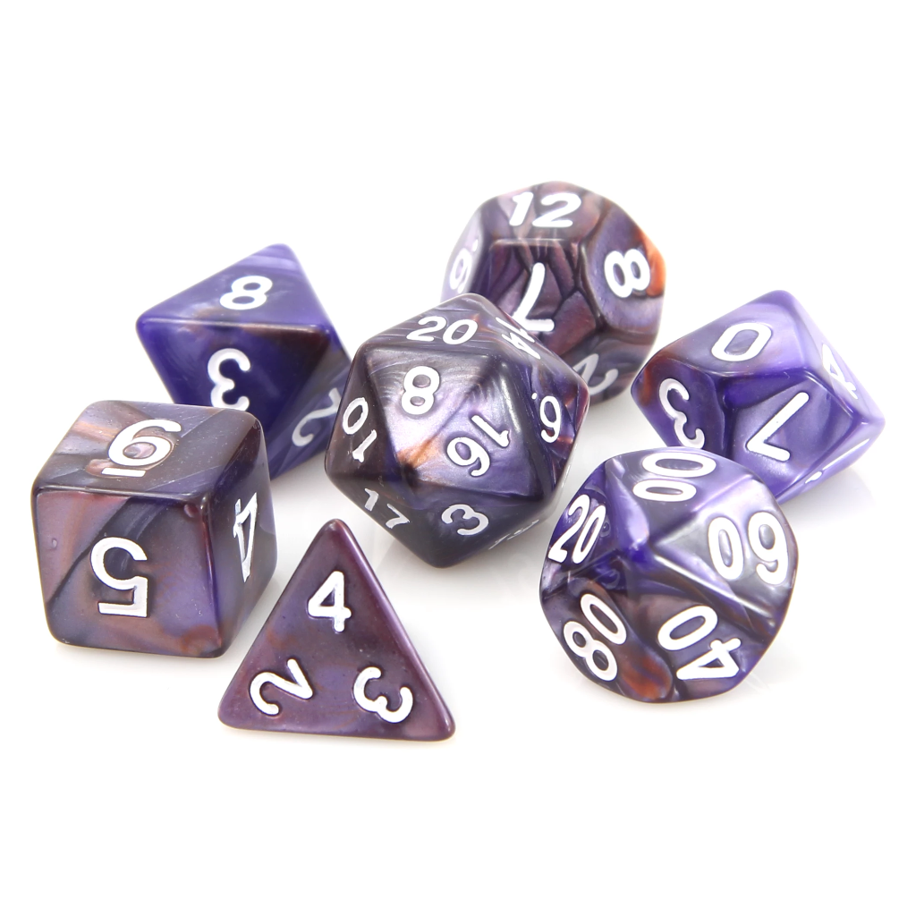 Die Hard Dice 7 Piece RPG set - Copper and Purple Alloy | Grognard Games