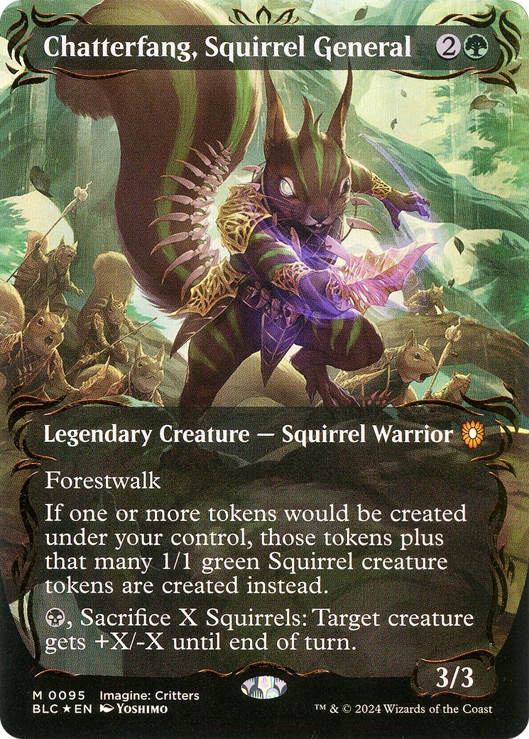 Chatterfang, Squirrel General (Borderless) (Raised Foil) [Bloomburrow Commander] | Grognard Games