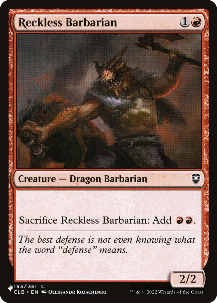 Reckless Barbarian [The List] | Grognard Games
